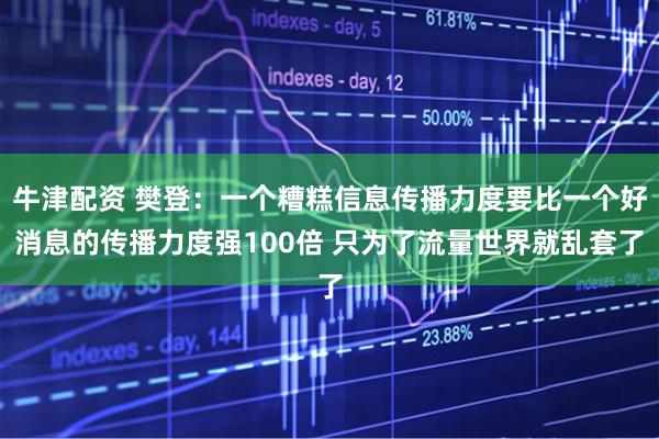 牛津配资 樊登：一个糟糕信息传播力度要比一个好消息的传播力度强100倍 只为了流量世界就乱套了